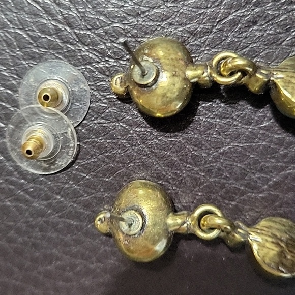 HEIDI DAUS DANGLE W/ FACETED AMBER & PURPLE & GREEN ROUND BEAD EARRINGS PIERCED - Picture 7 of 12